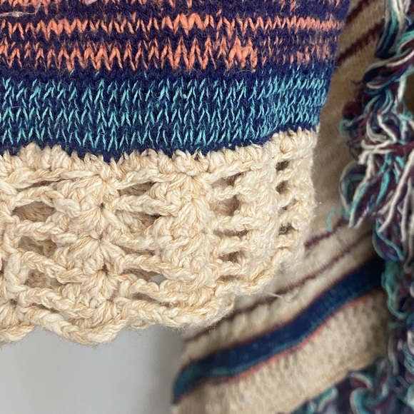 Su & Lola Boho Striped Fringe Open Cardigan Size X-Large - Picture 3 of 5